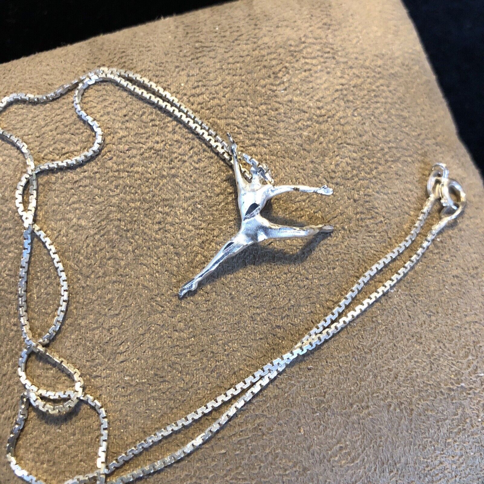 Ballerina Charm Necklace - 925 Sterling Silver On An 18” Ss Chain